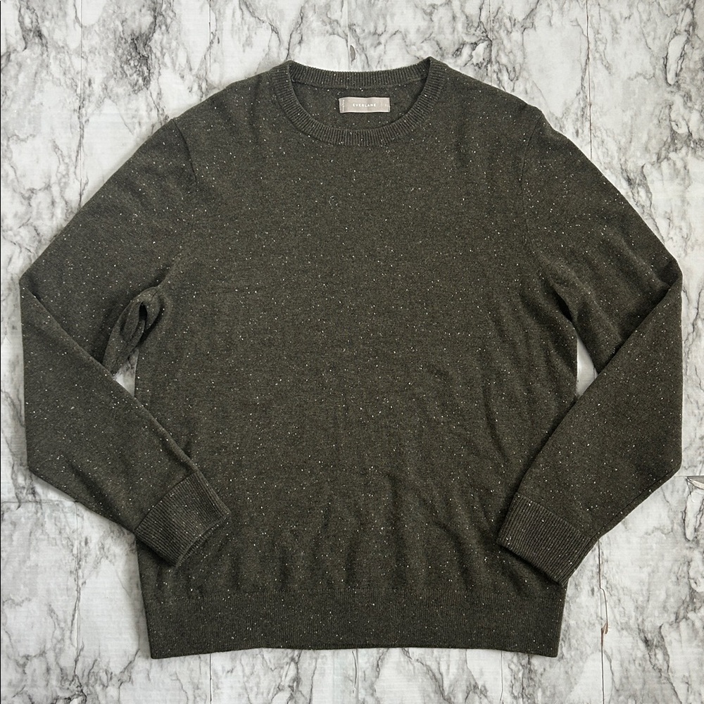 Everlane | men’s size large mid weight Cashmere Crew forager forest green fleck